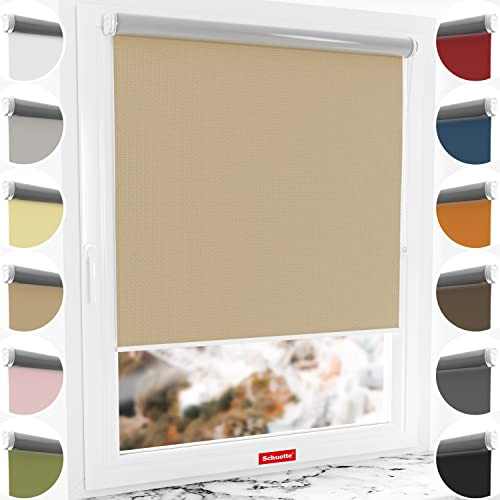 Schuette® Verdunkelungsrollo ohne Bohren/mit Bohren 2in1 ● Thermo Rollo Kollektion: Biscotto (Beige) ● 70 x 150 cm (Breite x Höhe) ● Suprafix Klemmrollo = Klemmfix 2.0 ● 60s Montage mit Video