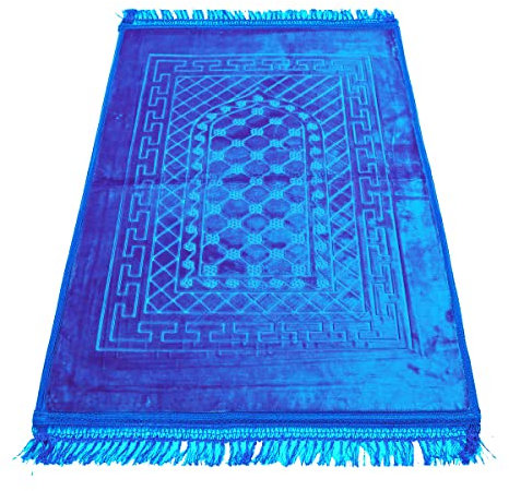 Ramadan24 Gebetsteppich Islamische Gebetsmatte- Muslim Gebet Teppich Gepolstert Dicke Weiche Seccade Waschbar Namaz mit Islam Orient Muster rutschfest 80 X 120 cm (Türkis)