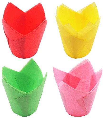 Muffin Cases, 200 Pieces Tulip Baking Paper Cups Baking Cases Cupcake Muffin Liners Wrappers Muffin Cups Muffin Wrappers Tulip Baking Cases for Weddings Birthday Party Supplies (2inch)