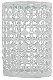 Easy Fit Drahtkäfig Rahmen Offener Stil Pendelleuchte Lampenschirm Metall Käfig Trommel Lampenschirm Decke Pendelleuchte mit Kostenloser Reduzierplatte (Weißes Muster 1)