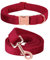 ARING PET Hundehalsband und Leine aus Samt, Niedliches Rotes Hundehalsband und Leine, Verstellbares Halsband aus Weichem Samt mit Metallschnalle für Kleine Mittelgroße Große Hunde