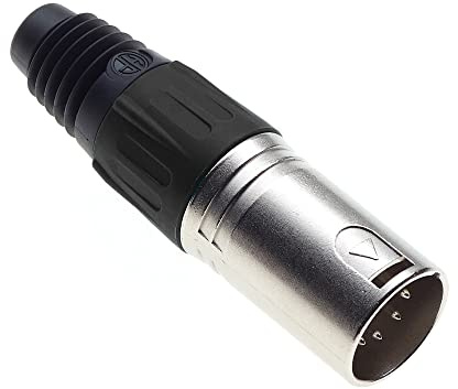 Keple Enchufe XLR De 5 Polos, Negro - Enchufe Macho para Micrófono De Audio DMX, Adaptador Mellado, Conector De Construcción Metálica con Carcasa De Plástico