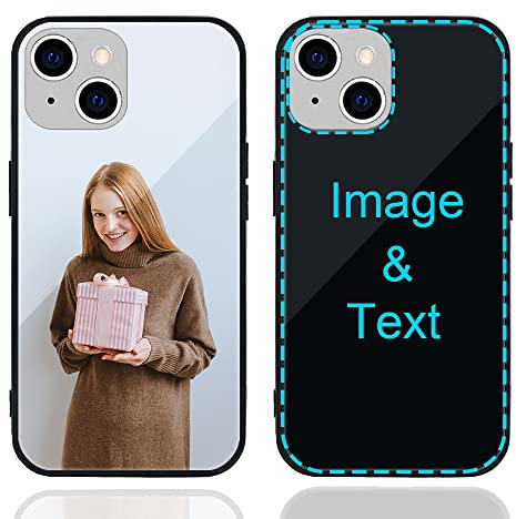 MXCUSTOM Personalised Phone Case for Apple iPhone 14 Plus, Customised Anti-Scratch Tempered Glass Shockproof Soft TPU Cases with Photo Image Text Picture Design Your Own Phone Cover (GHS-BK-P1)