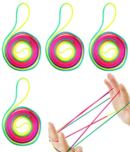 XPEX 4 Piezas de Cuerdas para niños, línea de Arco Iris, línea de Dedo, línea de Bucle de Dedo, línea de Arco Iris, línea de Dedo