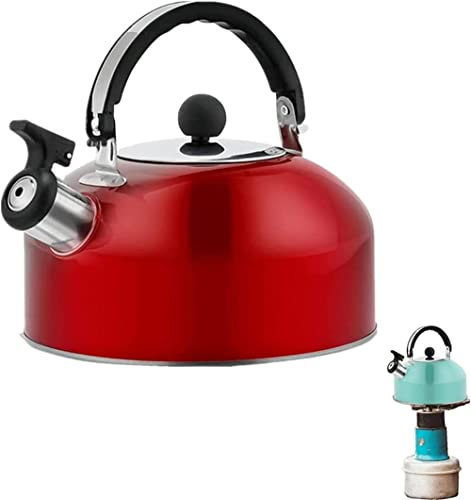 Ailovone Wasserkessel Induktion Wasserkessel mit Pfeifton 3 L Edelstahl Flötenkessel Teekessel langlebiger Edelstahl Herdplatte Gaskessel Für Alle Kochplatten Für Herd(Rot)