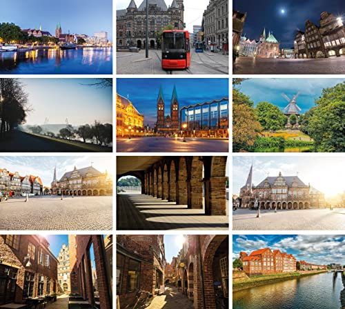 Huurdies ® - Luxus Deutschland postkarten - Postkartenset von Deutschen Städten - 10x15cm - Eine Foto- und eine Schreibseite (bremen)