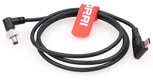 DRRI Câble d'alimentation à angle droit 5,5 x 2,1 mm CC vers USB-C PD à angle droit Charge rapide 12 V pour moniteur Atomos Ninja V/Zwo ASI refroidi