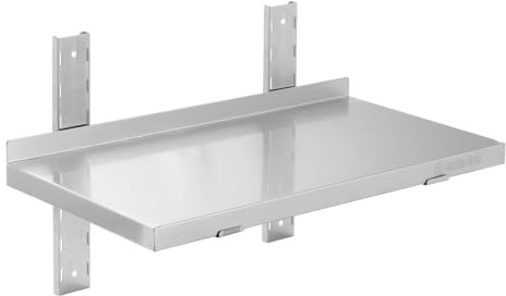 GastroHero Wandbord 80x30 cm, Edelstahl WB-BASIC83 | Aufkantung, Hohe Tragkraft, AISI 201, höhenverstellbarer Boden, Küche Gastronomie Wandregal, Edelstahlregal, Regal