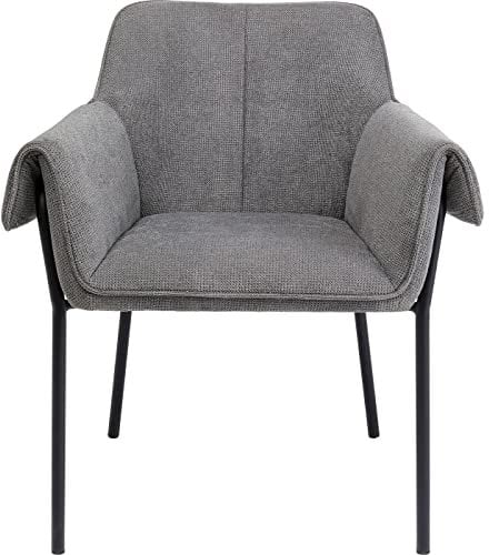 Kare Design Armlehnstuhl Bess, Grau, Armlehnstuhl, Esszimmerstuhl, Stahl Beine, 85x70x63 cm (H/B/T)