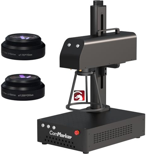 ComMarker MAX Grabador y cortador láser de fibra, B4 20W Máquina marcadora de grabado láser de fibra de escritorio portátil para metal, acero inoxidable, astilla, oro, soporte LightBurn