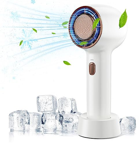 kinkaivy Tragbarer USB-Ventilator, elektrischer Handventilator, Kühlfunktion, Kontaktkälteempfindung, große Kapazität, starker Wind, 3-Gang-Luftvolumen, leise, Hitzeschlag-Prävention