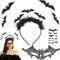 5 Stück Halloween Lace Zubehör, Halloween Damen Lace Set, Schwarze Spitze Maske Lace Handschuhe und Halsketten, Fledermaus Haarreife mit 10 Spinne Tattoo für Halloween Gothic Kostüm Maskerade