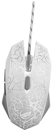 Mikikit Souris USB Filaire Lumineuse Couleurs avec Réglages Dpi Jusqu à Boutons Ergonomiques pour Pc Et Gamer Blanc