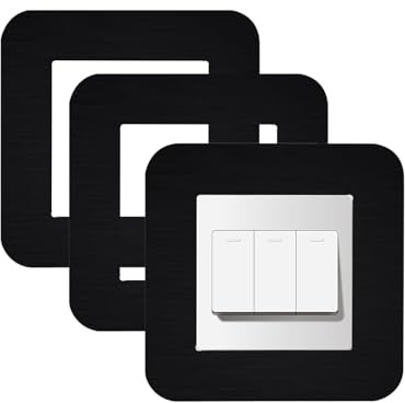 CANGCANG 3 PCS de Cubierta de Interruptor de Luz, Marco Envolvente, Pegatina, Placa Extraíble y de Doble Cara (Negro)
