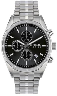 Breil Orologio UOMO CAPTAIN quadrante MONO-COLORE NERO movimento QUARZO e BRACCIALE ACCIAIO ARGENTO EW0694
