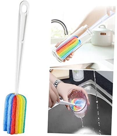 Didiseaon 5pcs Long Handle Bottle Brush Sponge Cleaning Lengthened Handle for Water Bottle and Cup Washer Brush