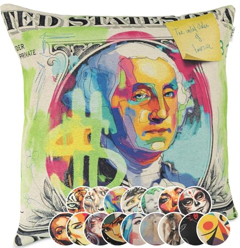 Kissenbezug Dekokissen Gobelin Kissen Sofakissen Kissenbezüge Kissenhülle Zierkissen Pop Art Motiv beidseitig Bedruckt Dollar $ 40x40cm ohne Füllung