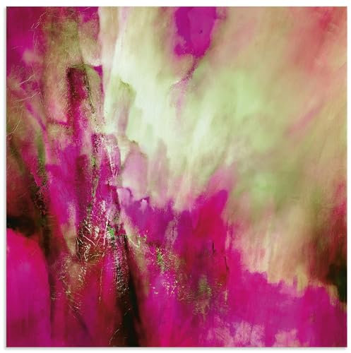 ARTland Wanddeko Wandbild Alu Verbundplatte für Innen & Outdoor Bild 70x70 cm Abstrakte Deko Komposition Licht Farben Pink Grün U5GB