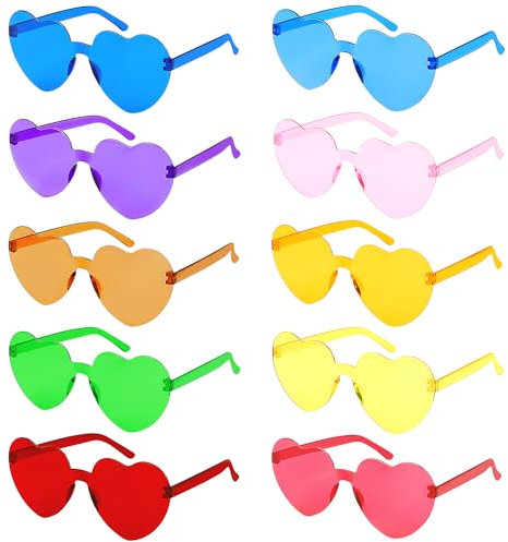 ZALAON 10 Stück Bunte Herz Brillen,sonnenbrille party,Herzbrille,Lustige Sonnenbrille Herz ist geeignet für Strand, Party, Party, Geburtstag und andere Szenen