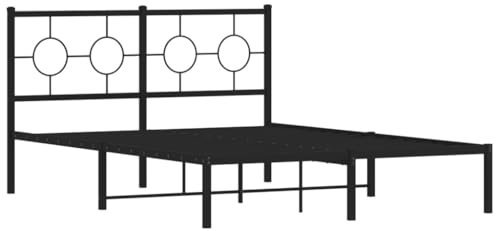 vidaXL Bettgestell mit Kopfteil Metall Schwarz 140x200 cm