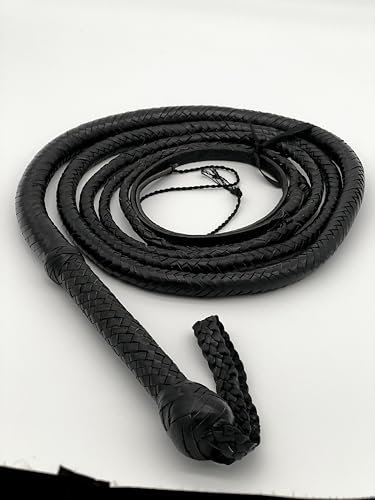 Generisch Frusta in pelle di toro in nero da 3 ft a 8 FT, intrecciata in 12 trecce, vera pelle bovina di alta qualità (10 FT ~ 305 cm)