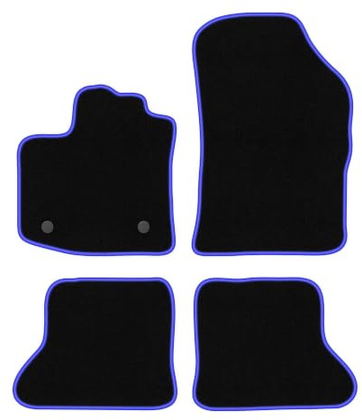 Velours-Fußmatten passend für Dacia Dokker 2013-, Schwarz-Blau, CARLUX | passend für Minivan; Velours-Teppich (Polypropylen), ca. 6,5 mm; rutschfest, runde Befestigungen (Typ RN)