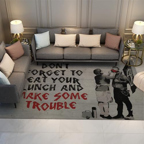 WEECHAINGE Hip Hop Dekor Bereich Teppich Banksy Stil Teppiche für Wohnzimmer Schlafzimmer Schlafzimmer Alphabet Doodle Street Kultur Kunst dekorativer Teppich niedriger Flor 180x240cm