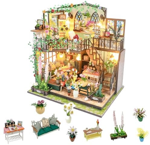 DIY Mini-Haus – Handgefertigtes Duplex-Modell – schickes Gewächshaus (mit Staubschutzhülle)