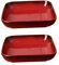 Jarsense Lot de 2 assiettes carrées en céramique de 21,6 cm, assiettes à pâtes, assiettes creuses, assiettes en céramique pour dîner, petit déjeuner, rouge dégradé