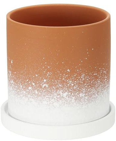 PATIKIL 5.12 Inch Ceramic Plant Pots, Modern Flower Planters Gradient with Drainage Holes for Decorate Home Indoor Plants Succulent Herb, Dark Orange