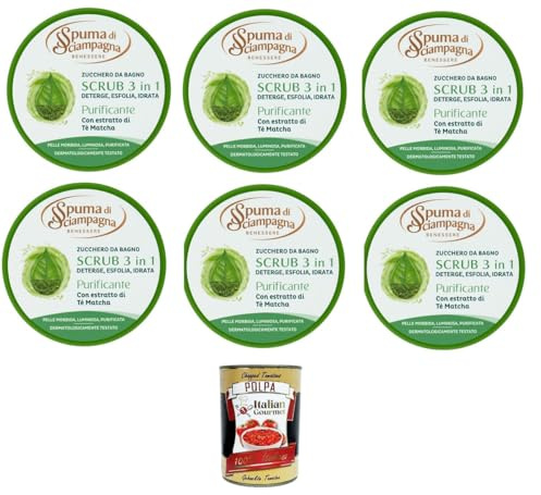 SPUMA DI SCIAMPAGNA Scrub per il corpo Purificante Reinigendes Körperpeeling 6x250 ml+ Italian Gourmet polpa 400g