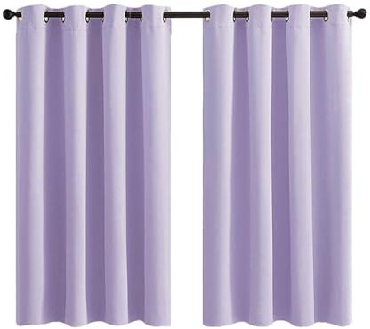 Wambere 1 Stück Gardinen Oesengardinen Blickdichte Vorhänge Curtain Verdunkelungsvorhänge mit Ösen Thermo Vorhang Fensterdekoration für Schlafzimmer Kinderzimmer Wohnzimmer,Helles Lila,86x114cm