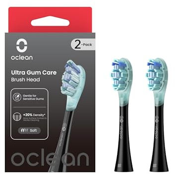 Ultra Gum Care Bürstenkopf 2 stück, Ersatzbürstenkopf mit Zungenreiniger für Oclean elektrische Zahnbürste, Weicher Gummi Aufsteckbürsten geeignet für Oclean Schallzahnbürsten