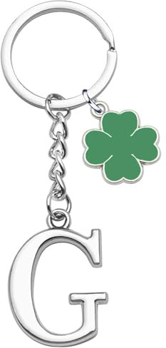 YJYJZX Porte-clés lettre initiale pendentif, porte-clés cadeau amis soeurs, argent A-Z 26 lettre initiale pendentif porte-clés - cadeau femme homme anniversaire, porte-clés (G)