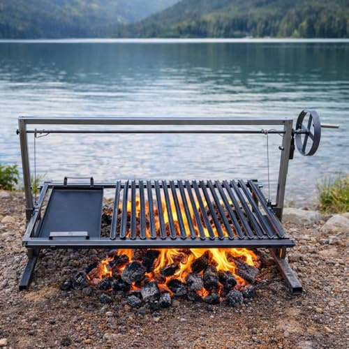 Grill a Carbonio Stile Argentino Santa Maria - Angolo a V - (Grill Santa Maria Stile Argentino + Piastra in Ferro)