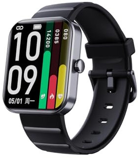 Lancoon Smart Watch für Männer Frauen, HD Fitness Uhr mit Herzfrequenz SpO2 Schlaf Monitor, mit 50+ Sport Modus IP67 Wasserdicht, Android iOS Kompatibel(Schwarz)