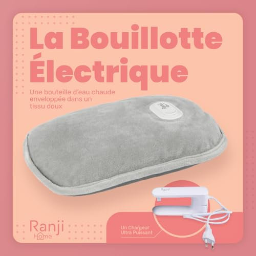 RANJI® Elektrische Wärmflasche, wiederaufladbar, weicher und bequemer Stoff, Überhitzungsschutz, langanhaltende Wärme, lindert Muskelschmerzen, Bauch, Hände und Füße