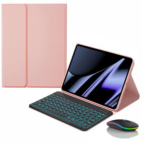 JZCZMCE Funda con Teclado para Lenovo Tab M10 FHD Plus (2.ª generación) de 10,3 (TB-X606F/TB-X606X), Contiene Ñ, Teclado Retroiluminación Inalámbrico Desmontable Magnético con Ratón Bluetooth,Rosado