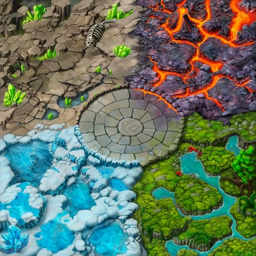 SkippiDoo Spielteppich – Kinderzimmer-Teppich 160 x 160 cm, ideal für Spielfiguren, passend für Fantasy-Welten wie Schleich® Eldrador®