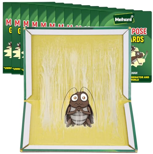 Kakerlakenfalle, Mehani 12 Stück Klebefalle Heimchenfalle, Schaben Bekämpfung, Effiziente & Extra Starke Ungeziefer Falle, spinnenfänger zur Küche, Garten, Haus, Lagerhalle, Drinnen, Draußen