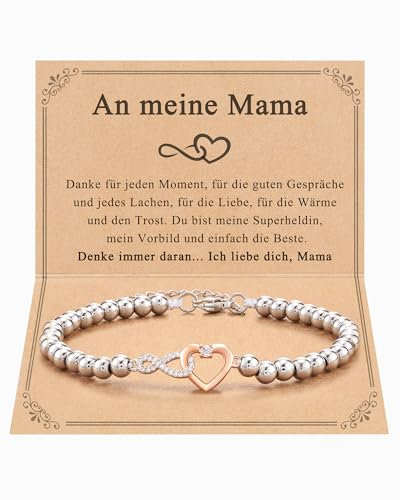 POWWA Mama Geschenk, Geburtstagsgeschenk für Mama Mutter Tochter Armband Muttertagsgeschenke Beste Muttertag Valentinstaggeschenk