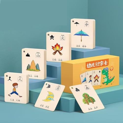 Eqvexd Caractère Chinois hanzi Carte alphabétisation pictographique Pinyin Livre de vocabulaire Chinois Cartes de caractères Chinois Cartes Flash Mandarin(1-1500 pictographs)