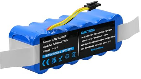 Awekamer 14,4V 5000mAh Ni-MH Sostituzione Batteria per Ecovacs Deebot LP43SC2000P, CR120, CR120S, X500, X580, KK8, per Ariete Briciola 2711, 2712, 2713, 2717, per Profimaster Robot 2712
