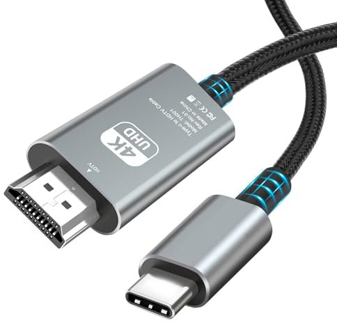 AXFEE USB C to HDMI Cable 2M, 4K@30Hz Thunderbolt to HDMI Cable, Type C to HDMI Adapter Gold-Plated, Compatible with Phone 15 Series, MacBook Pro/Air, i-Pad Pro/Air/Mini, Galaxy S23/S22/S21