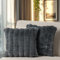 Paco Home 2er Set Dekokissen Kissenbezug Wohnzimmer Sofakissen Kissen Aesthetic Kissenhülle Einfarbig Flauschig Waschbar, Farbe:Anthrazit, Sets:2pcs-Set