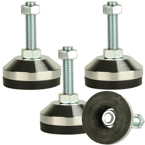 MUHOUZHINANG Niveleurs de Pieds Robustes, Pieds de nivellement 2,36 Dia Base,Pieds réglables niveleurs M12 Thread, capacité de 1300 LB,capacité pour établi, Machine, Armoire (Noir, D60xM12x50,4 Pcs)