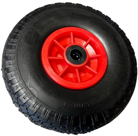 1x Sackkarrenrad PU Vollgummi 260 x 8mm, für 20mm Achse, 3.00-4 Sackkarren & Bollerwagen Rad Ersatzrad Reifen Räder für Sackkarre Bollerwagenrad Sackkarrenräder Sch/Rot