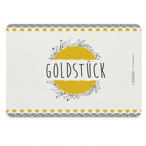 ReWu Frühstücksbrettchen Schneidebrett 23x14 cm aus Resopal - hochwertiges Schneidebrett mit witzigem/modernen Motiv - langlebig, Kratzfest & Spülmaschinenfest - Goldstück