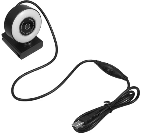 Gatuida Kamera für Computer 1080p USB Computerkamera mit Aufhelllicht und Eingebautem Mikrofon zur Rauschunterdrückung Schwarz aus Abs mit USB Kabel Plug and Play für Live Streaming