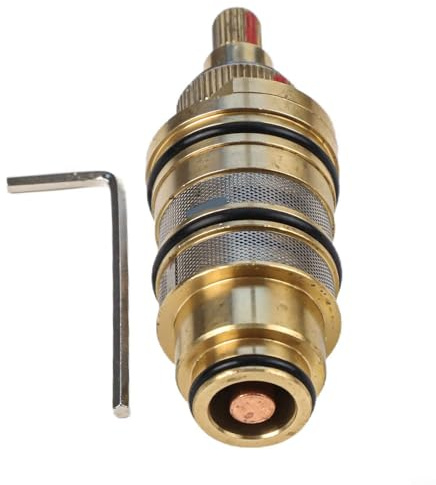 Feeshoppher Thermostatic Brass Shower Cartridge Shower Mixer Valve Bar Repair Kit Brass Showers Mixing Valve Cartridges Thermostatic Cartridge Temperature Control Valve for Showers Bar Mixer